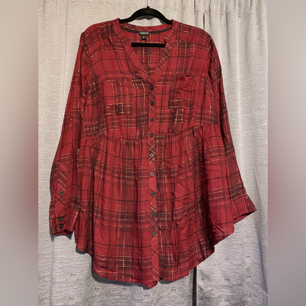 Torrid top, a-line, button up!